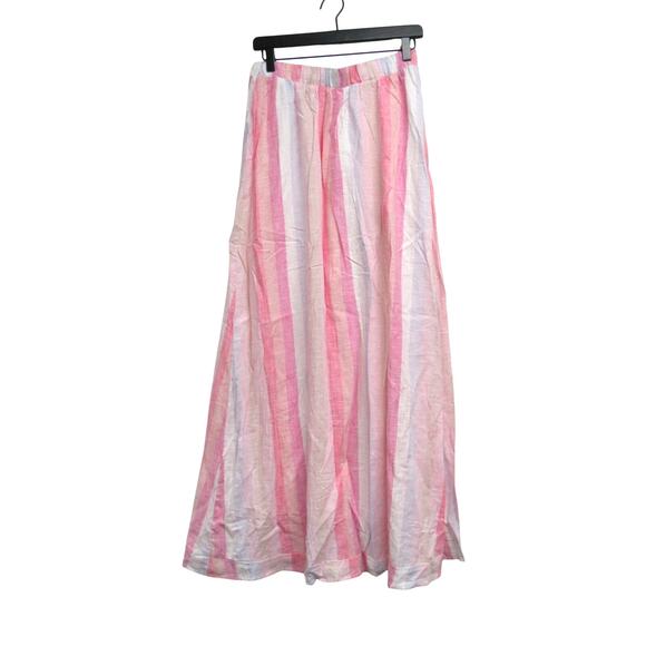 Splendid Pink Pastel Striped Linen Blend Sunset Pull On Medium Maxi Skirt NEW - Picture 8 of 8